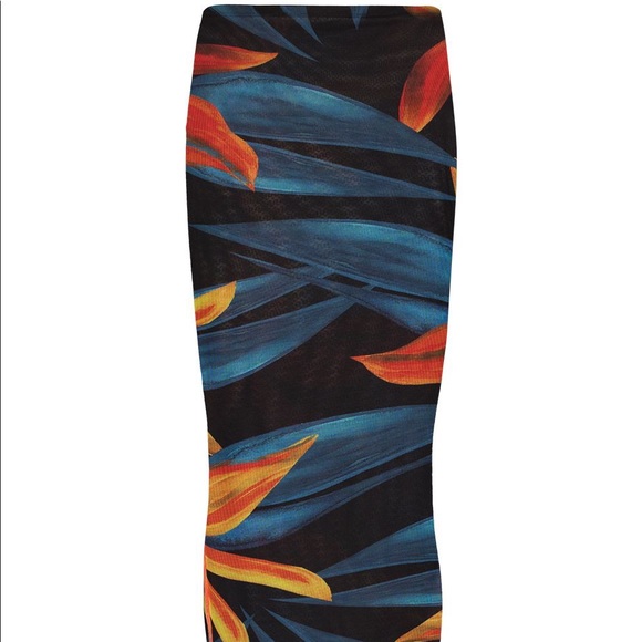 ISO LOUISA BALLOU MESH PRINTED MIDI PENCIL SKIRT COVER UP - Picture 5 of 6